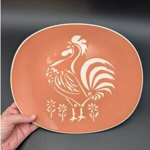 Harkerware Serving Platter Plate Ceramic Rooster USA Wall decor Vanity Tray